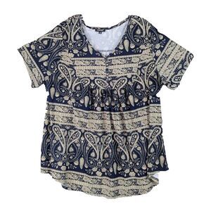 U.Vomade Womens Plus Pullover Tunic Blouse Top V Neck Tan Black Stretch Size‎ 3X